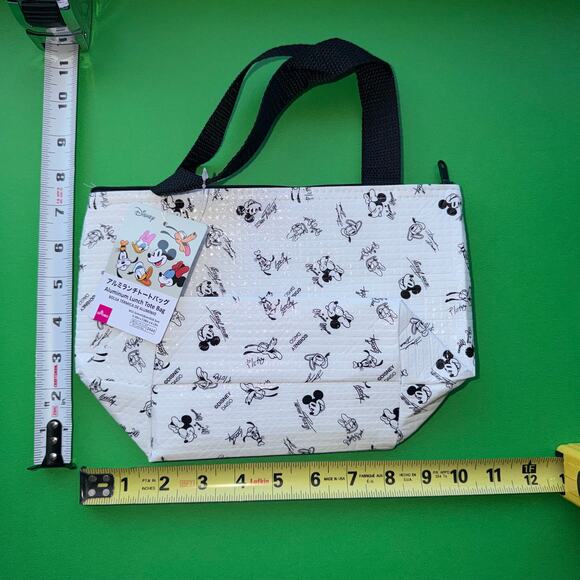 Vintage Disney Mickey Mouse Black White Lunch Tote Travel Luggage Bag Set Japan - Picture 4 of 12